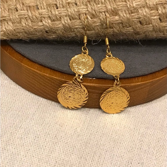 Lira Earrings, Coin Earrings, Dangle and dangle earrings, Middle East Jewelry - Picture 7 of 8
